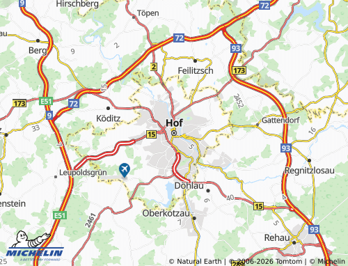 Mapa MICHELIN Hof - ViaMichelin