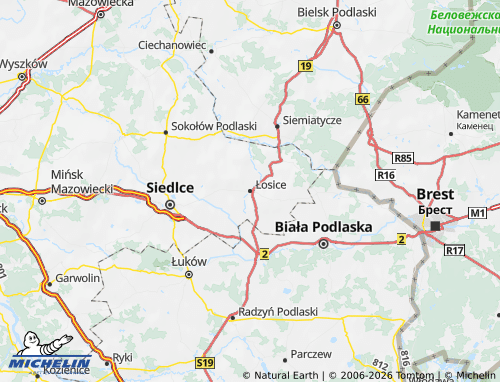 Kaart MICHELIN Losice (District) - ViaMichelin
