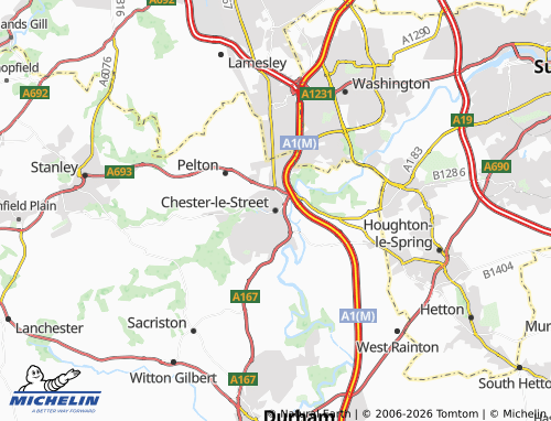 MICHELIN Chester-le-Street map - ViaMichelin