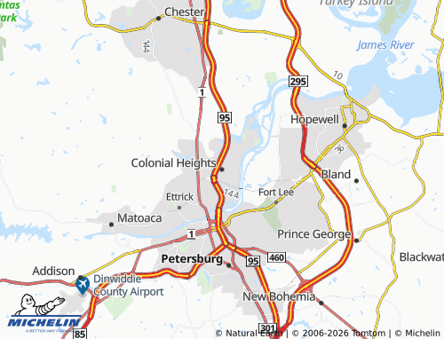 Mappa MICHELIN Colonial Heights - ViaMichelin