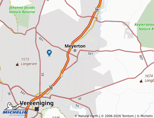 MICHELIN-Landkarte Meyerton Outlying - ViaMichelin