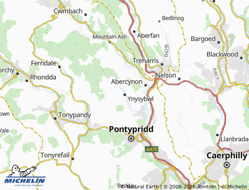 MICHELIN Ynysybwl and Coed-y-cwm map - ViaMichelin