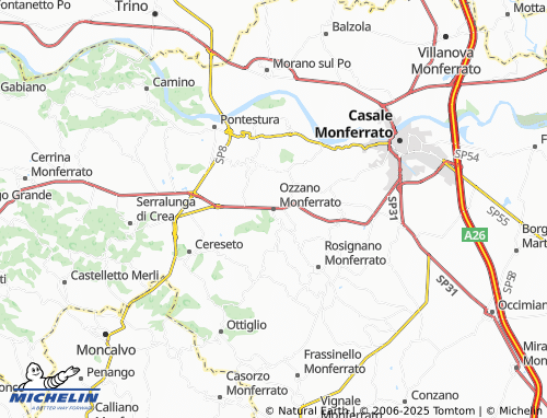 MICHELIN-Landkarte Ozzano Monferrato - ViaMichelin