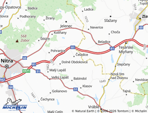 MICHELIN Čeľadice map - ViaMichelin