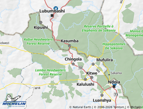 MICHELIN Chililabombwe map - ViaMichelin