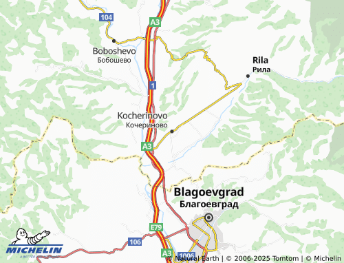 MICHELIN Kocherinovo map - ViaMichelin