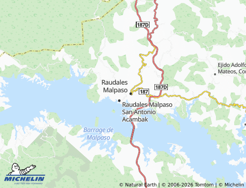 MICHELIN Raudales Malpaso Arena Moreno map - ViaMichelin