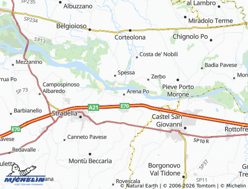 MICHELIN Arena Po map - ViaMichelin