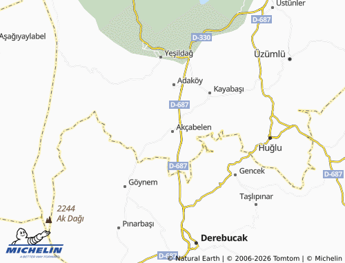 MICHELIN Akçabelen map - ViaMichelin