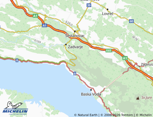 MICHELIN-Landkarte gornja Brela - ViaMichelin