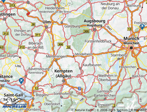 Mappa MICHELIN Unterallgäu - ViaMichelin