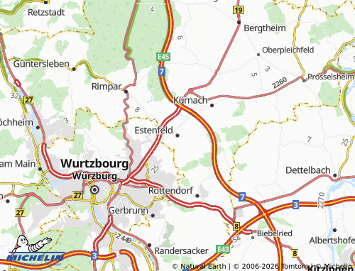 Mapa MICHELIN Estenfeld - ViaMichelin