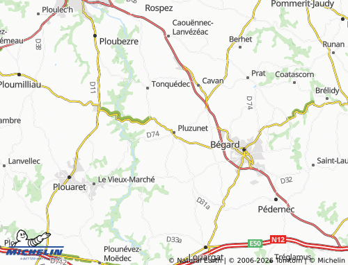MICHELIN Pluzunet map - ViaMichelin