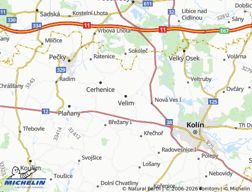 Mapa MICHELIN Velim - ViaMichelin