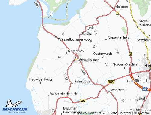 MICHELIN Wesselburen map - ViaMichelin