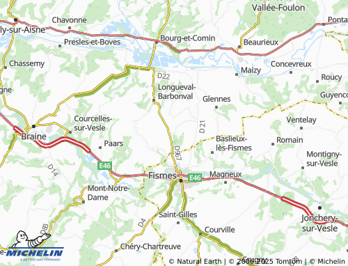 Carte MICHELIN Blanzy-lès-Fismes - ViaMichelin