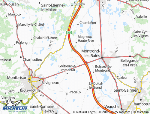 MICHELIN Chalain-le-Comtal map - ViaMichelin
