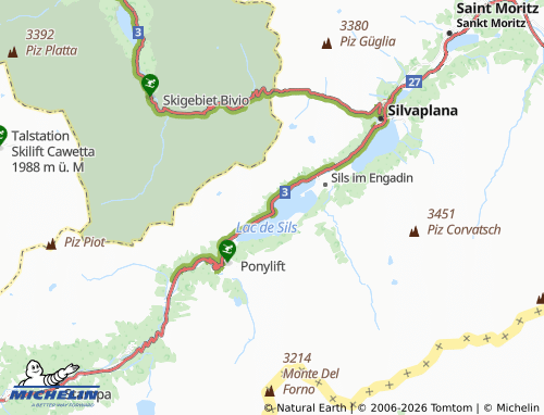 Carte MICHELIN Plaun da Lej - ViaMichelin