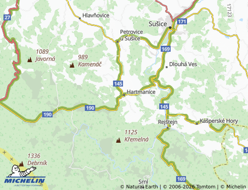 MICHELIN Hartmanice map - ViaMichelin