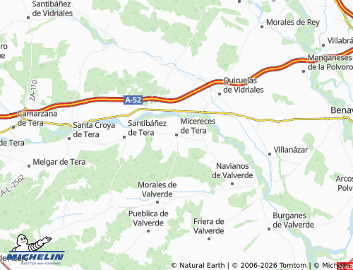 MICHELIN Micereces de Tera map - ViaMichelin