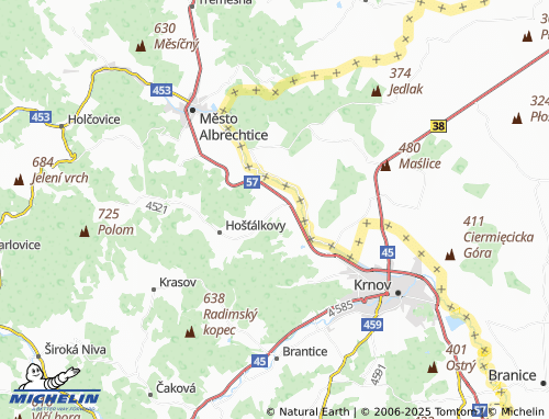 MICHELIN Krásné Loučky map - ViaMichelin