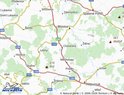 Mapa MICHELIN Chocenice - ViaMichelin