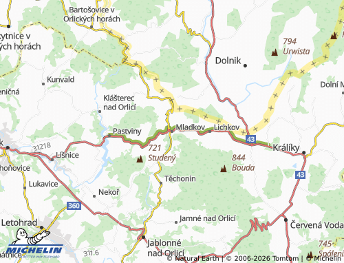 Kaart MICHELIN Mladkov - ViaMichelin