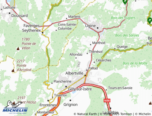 MICHELIN-Landkarte Allondaz - ViaMichelin