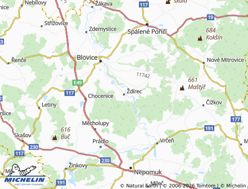 Mapa MICHELIN Ždírec - ViaMichelin
