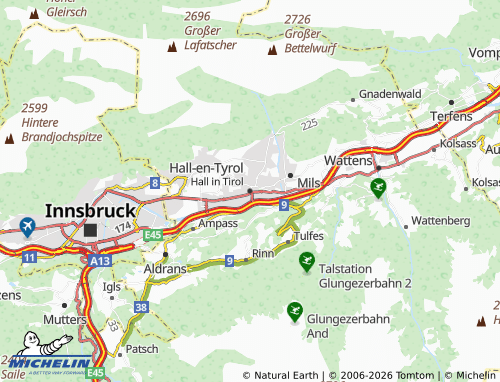 MICHELIN-Landkarte Hall in Tirol - ViaMichelin