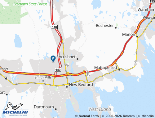 Kaart MICHELIN Acushnet - ViaMichelin