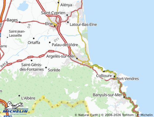 Carte MICHELIN Argelès-sur-Mer - ViaMichelin
