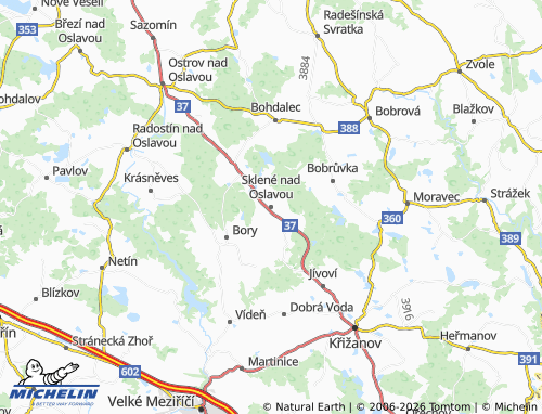 MICHELIN-Landkarte Sklené nad Oslavou - ViaMichelin