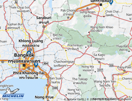 MICHELIN-Landkarte Provinz Prachinburi - ViaMichelin
