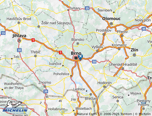Mapa MICHELIN Moravia Meridional - ViaMichelin