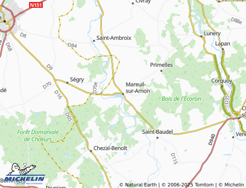 MICHELIN Mareuil-sur-Arnon map - ViaMichelin
