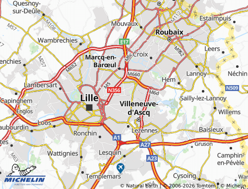 Carte MICHELIN Mons-en-Barœul - ViaMichelin