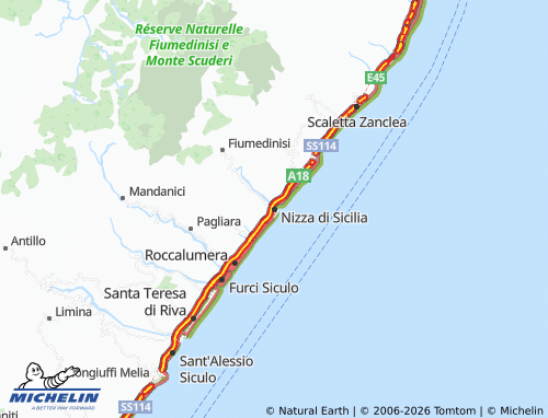 Mappa MICHELIN Nizza di Sicilia - ViaMichelin