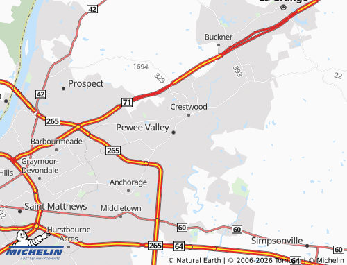 Mappa MICHELIN Pewee Valley - ViaMichelin