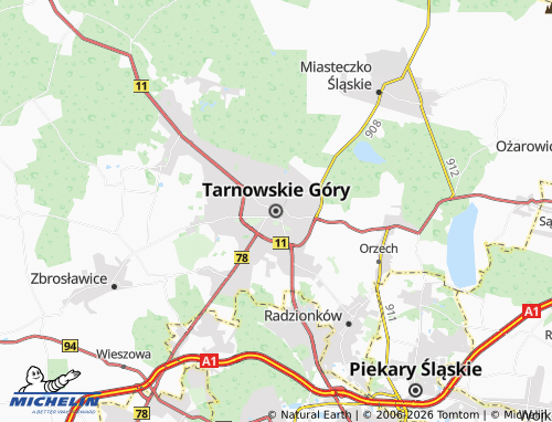 MICHELIN Tarnowskie Góry map - ViaMichelin