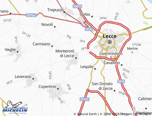 MICHELIN Monteroni di Lecce map - ViaMichelin