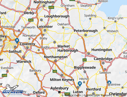 Carte MICHELIN North Northamptonshire - ViaMichelin