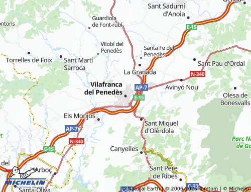Mapa MICHELIN Vilafranca del Penedès - ViaMichelin