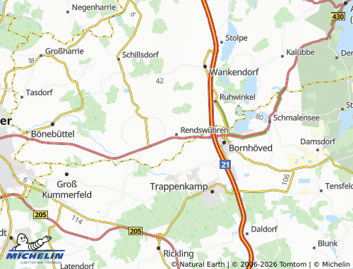 MICHELIN Rendswühren map - ViaMichelin