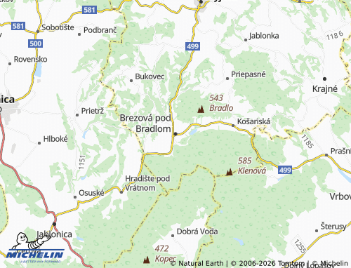 MICHELIN Brezová pod Bradlom map - ViaMichelin