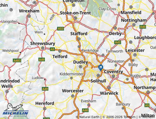 Carte MICHELIN Wolverhampton - ViaMichelin