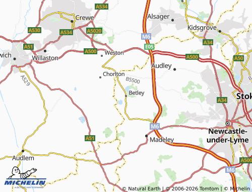 MICHELIN Betley map - ViaMichelin