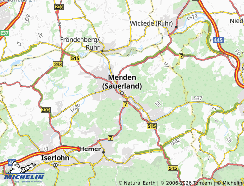 MICHELIN-Landkarte Menden (Sauerland) - ViaMichelin