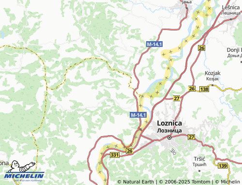 MICHELIN Donja Pilica map - ViaMichelin
