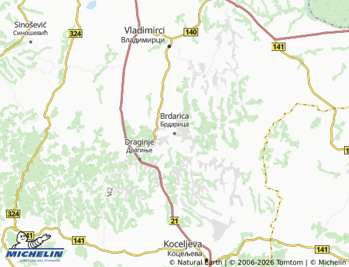 Carte MICHELIN Brdarica - ViaMichelin